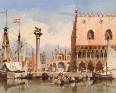 Venice, Sailing Ships in Front of Doge